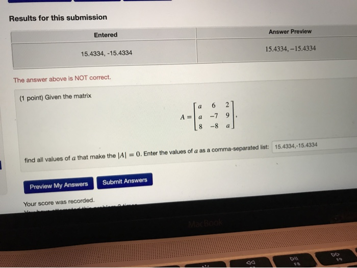 Solved given the matrix, find all values of a that make the | Chegg.com