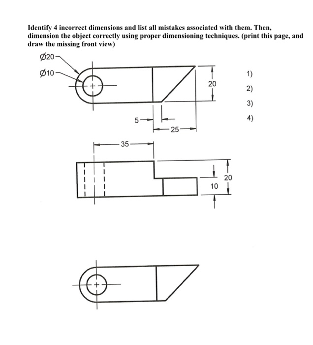 Solved Identify 4 incorrect dimensions and list all mistakes | Chegg.com