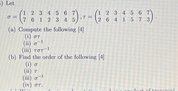 Solved 3 Let 1 2 3 4 5 6 7 7 6 1 2 3 4 5 3 1 2 3 4