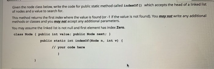 Given the node class below, write the code for public | Chegg.com