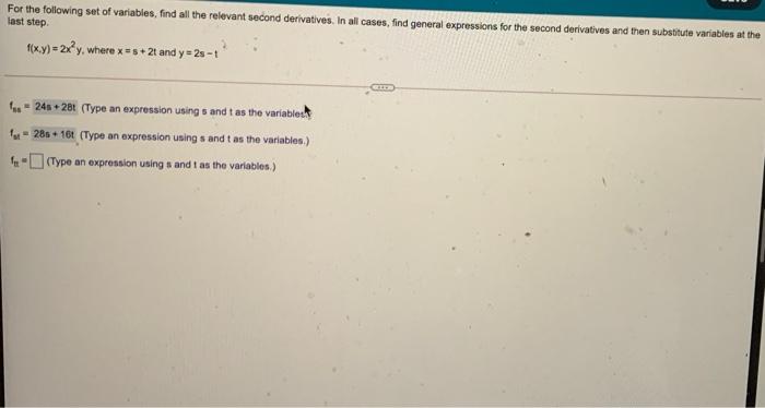 Solved For the following set of variables, find all the | Chegg.com