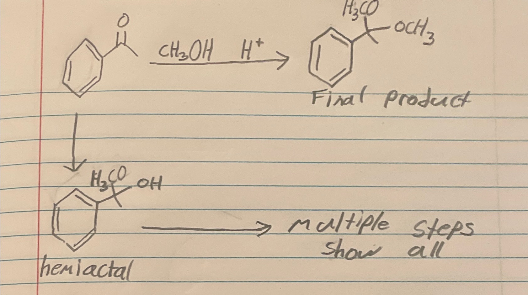 Solved This acid catalyzed acetal Reaction has multiple | Chegg.com