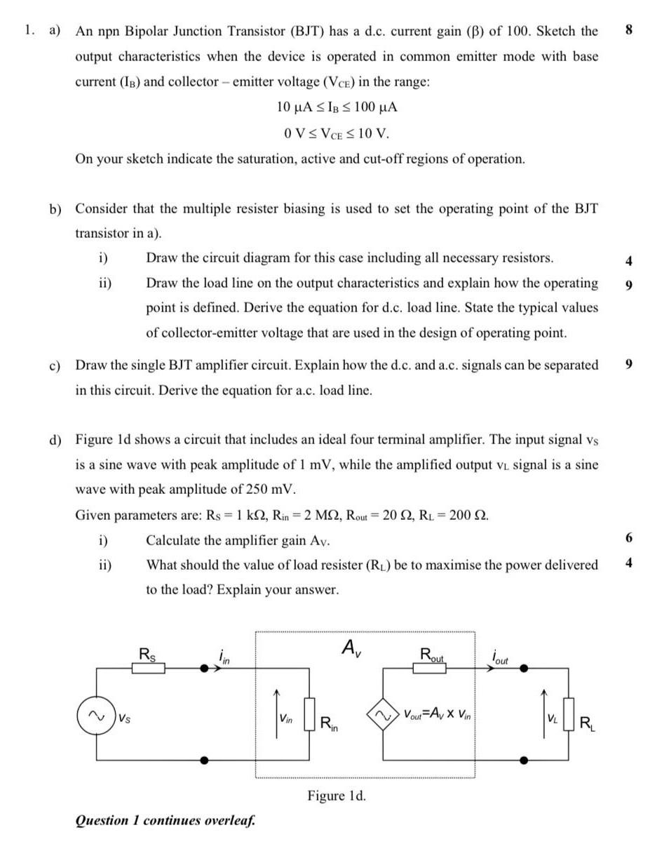 Solved a) An npn Bipolar Junction Transistor (BJT) has a | Chegg.com