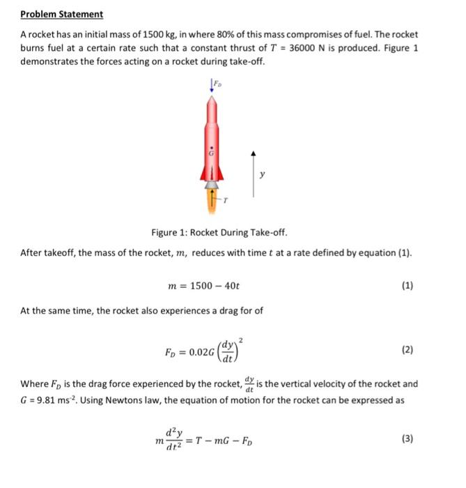 Solved Problem Statement A rocket has an initial mass of | Chegg.com