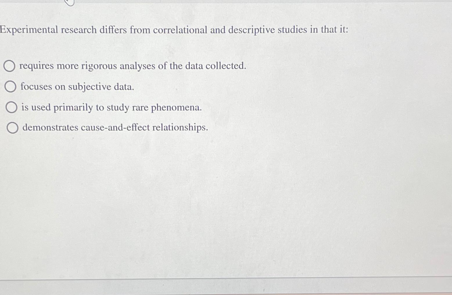 correlational research differs from experimental research in that quizlet