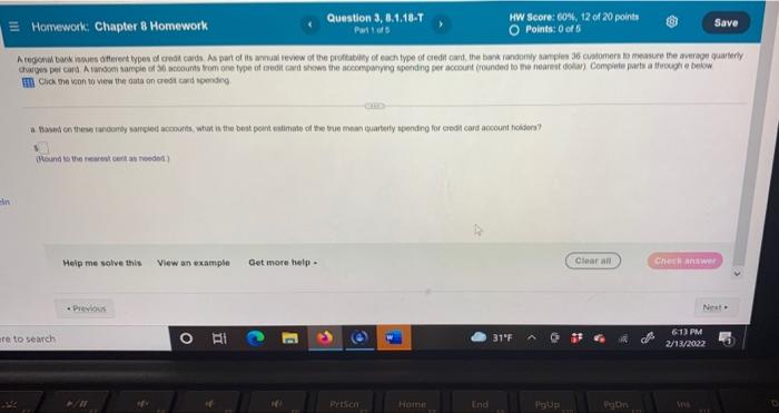 Solved 3 Homework: Chapter 8 Homework Question 3, 8.1.18-1 | Chegg.com