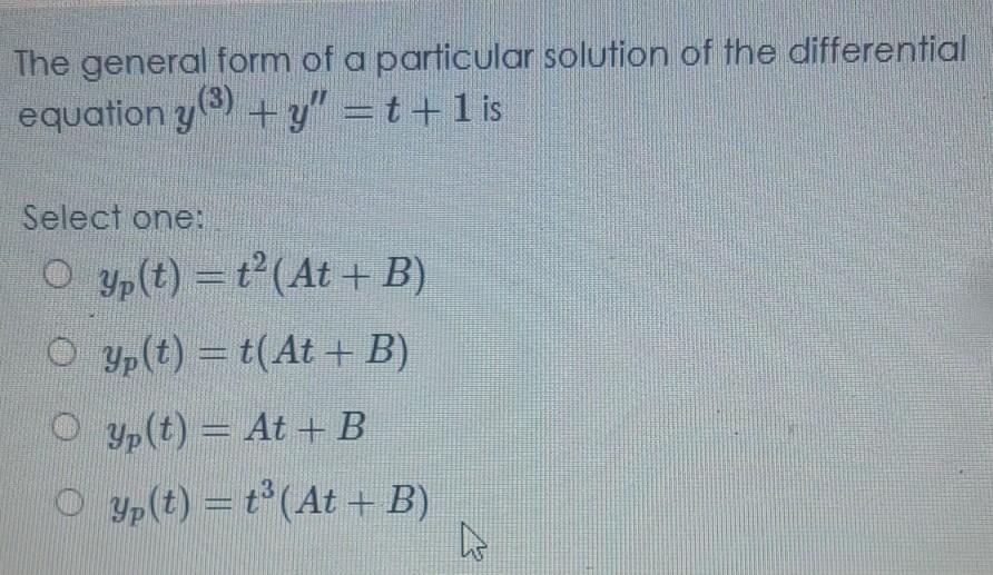 Solved The general form of a particular solution of the | Chegg.com