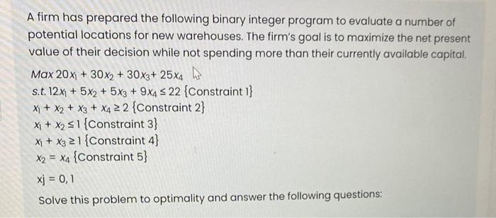 Solved A Firm Has Prepared The Following Binary Integer 1667