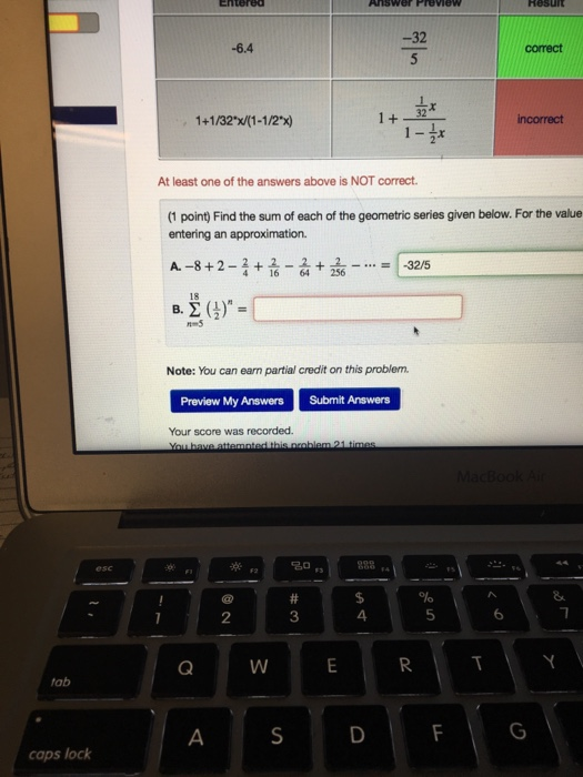 Solved find the sum of each of the geometric series given | Chegg.com