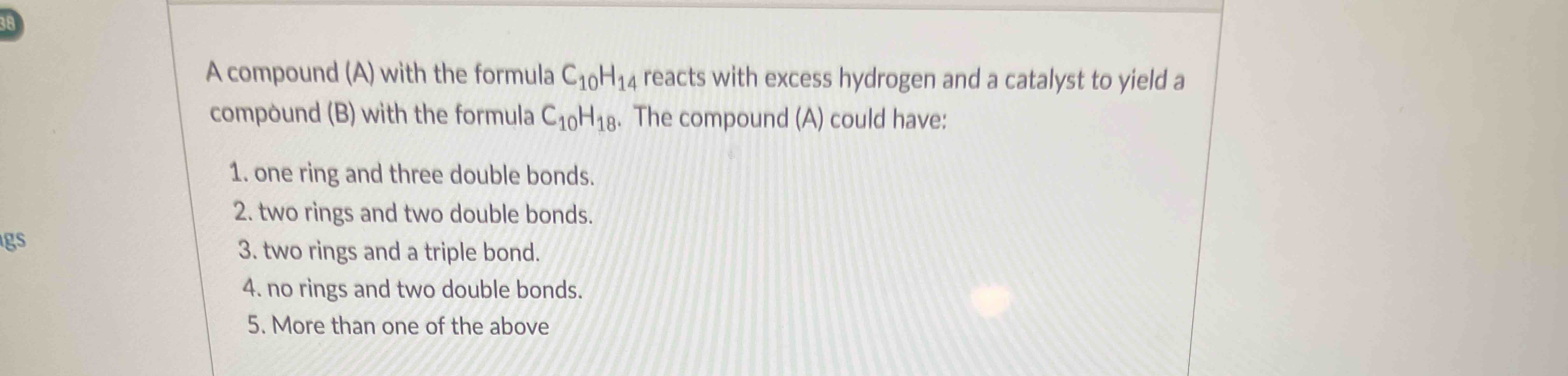 Solved A compound (A) ﻿with the formula C10H14 ﻿reacts with | Chegg.com