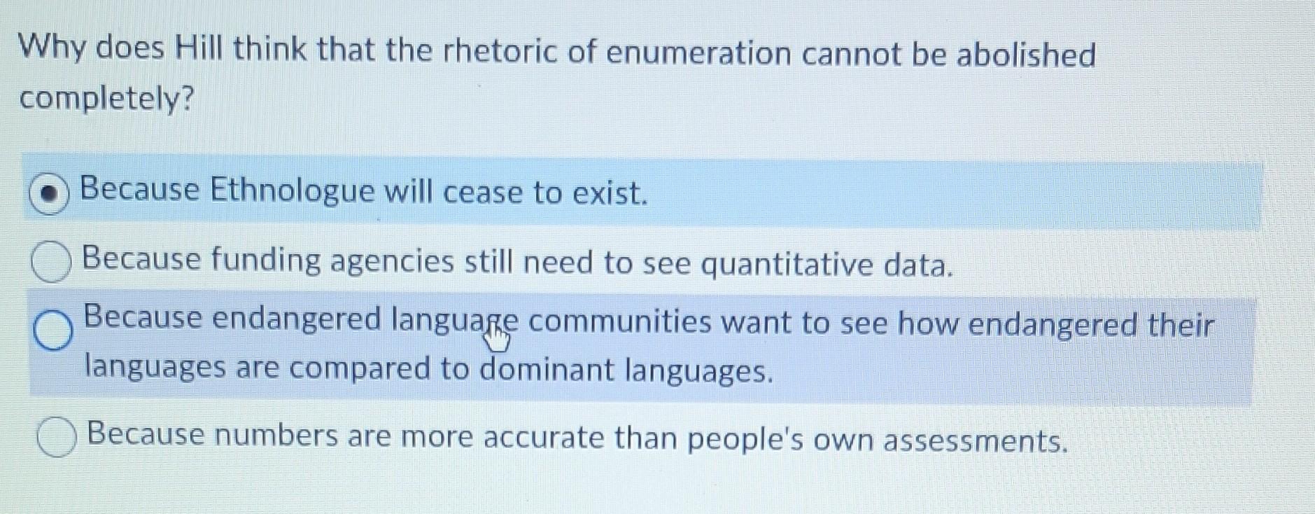 Why does Hill think that the rhetoric of enumeration | Chegg.com