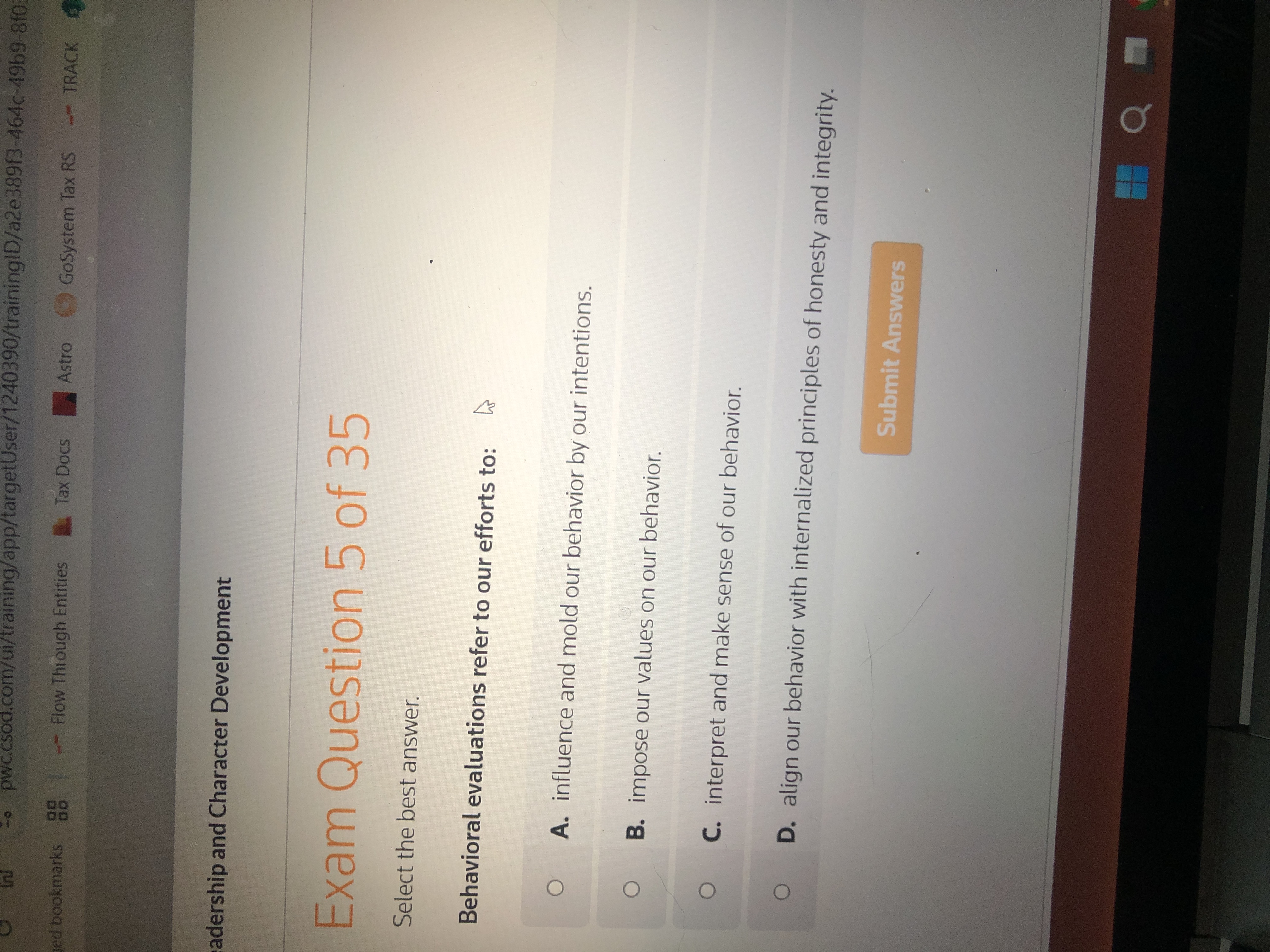Solved Select the best answer.Behavioral evaluations refer | Chegg.com