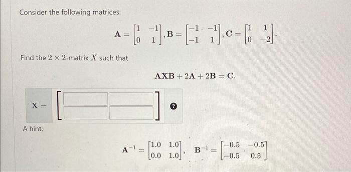 Solved Consider the following matrices: | Chegg.com