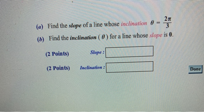 find the slope of line making inclination is 60