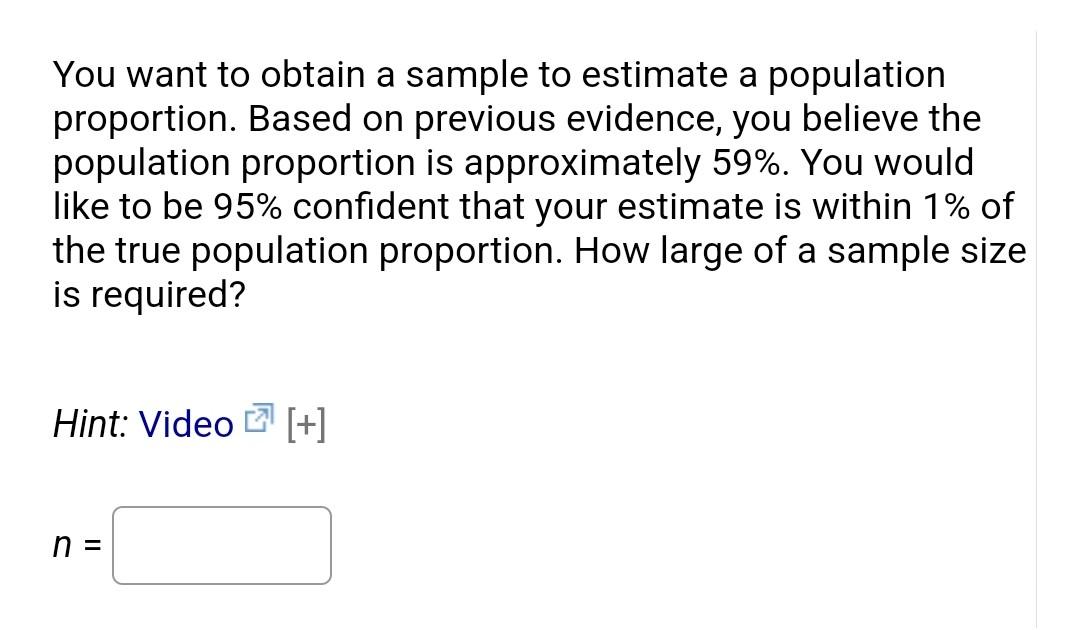 Solved You Want To Obtain A Sample To Estimate A Population Chegg