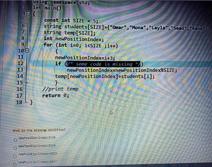 Solved using namespace std; int main() 4 { 5 const int SIZE | Chegg.com