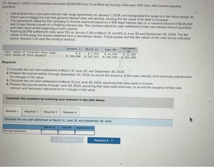 Solved On January 1 2024 LLB Industries Borrowed 230 000 Chegg Com   Image