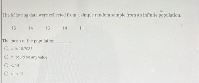 Solved The following data were collected from a simple | Chegg.com