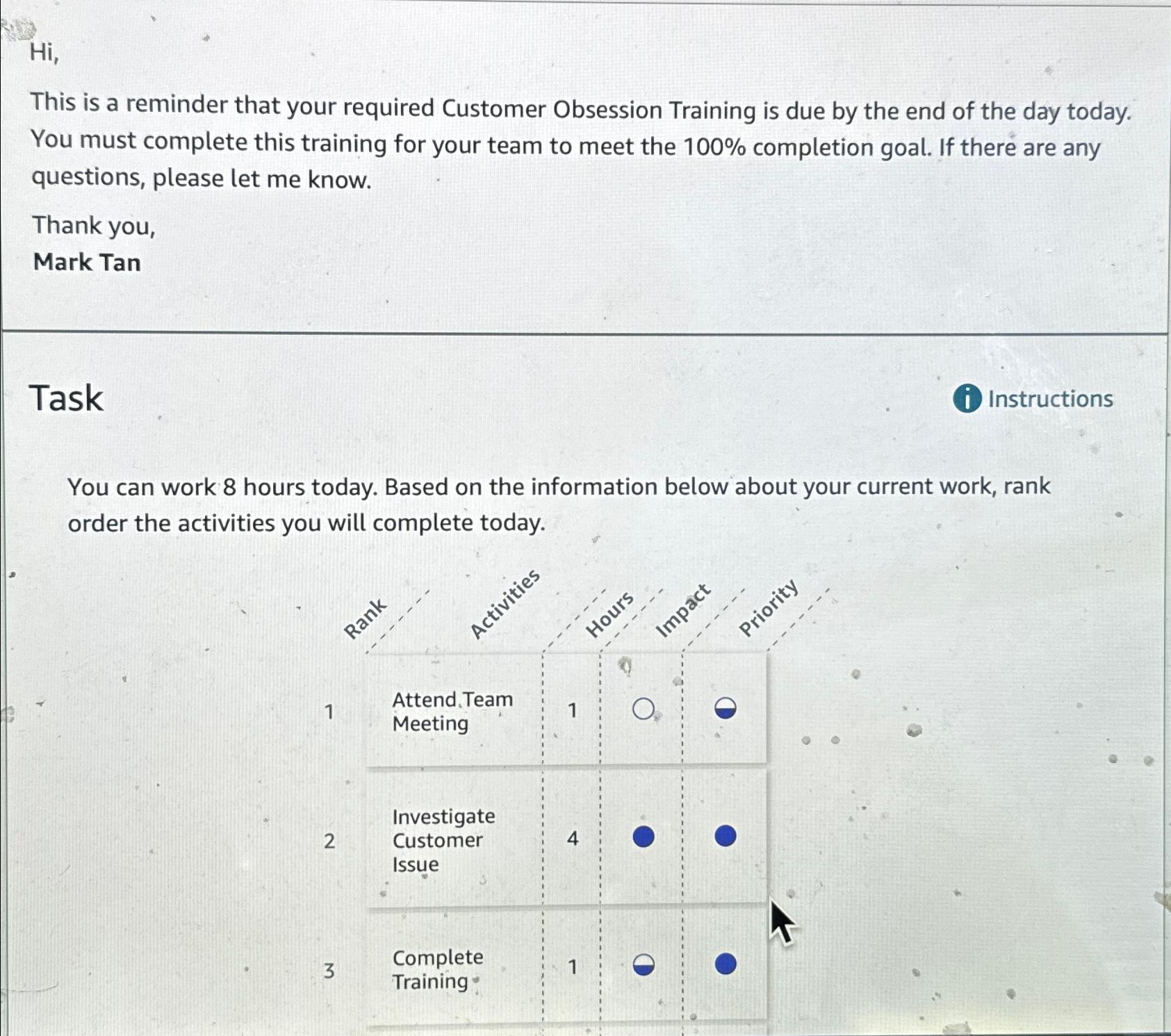 Solved This is a reminder that your required Customer | Chegg.com