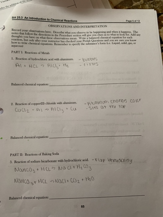 Balanced Chemical Equation Of Baking Soda And Hydrochloric Acid Tessshebaylo