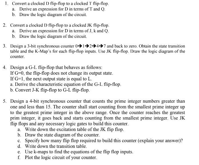 Solved 1. Convert A Clocked D Flip-flop To A Clocked T | Chegg.com