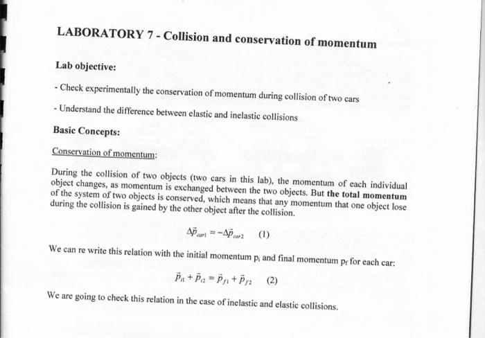 Solved LABORATORY 7 - Collision And Conservation Of Momentum | Chegg.com