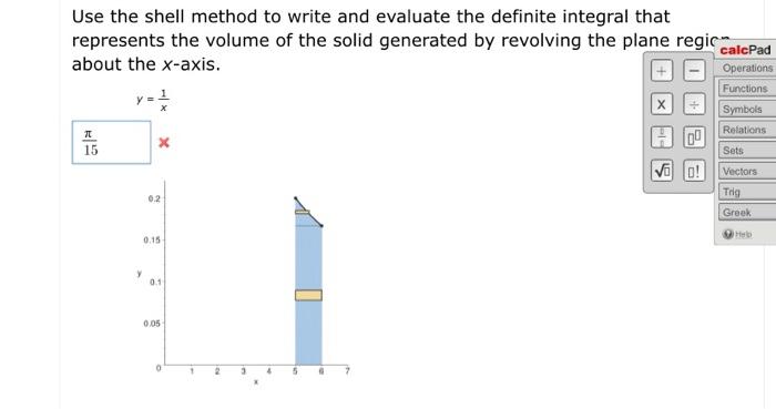 Solved Use the shell method to write and evaluate the | Chegg.com