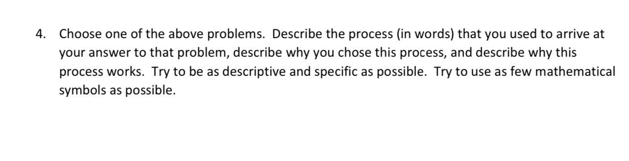 Solved Choose one of the above problems. Describe the | Chegg.com