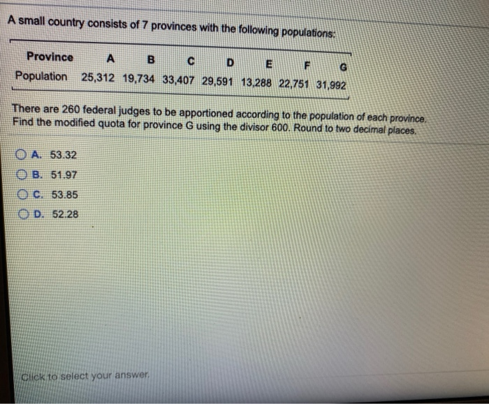 Solved A Small Country Consists Of 7 Provinces With The | Chegg.com