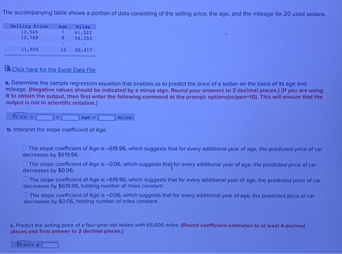 Solved The accompanying table shows a portion of data | Chegg.com