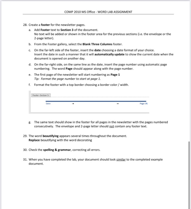COMP 2010 MS Office - WORD LAB ASSIGNMENT Word Lab | Chegg.com