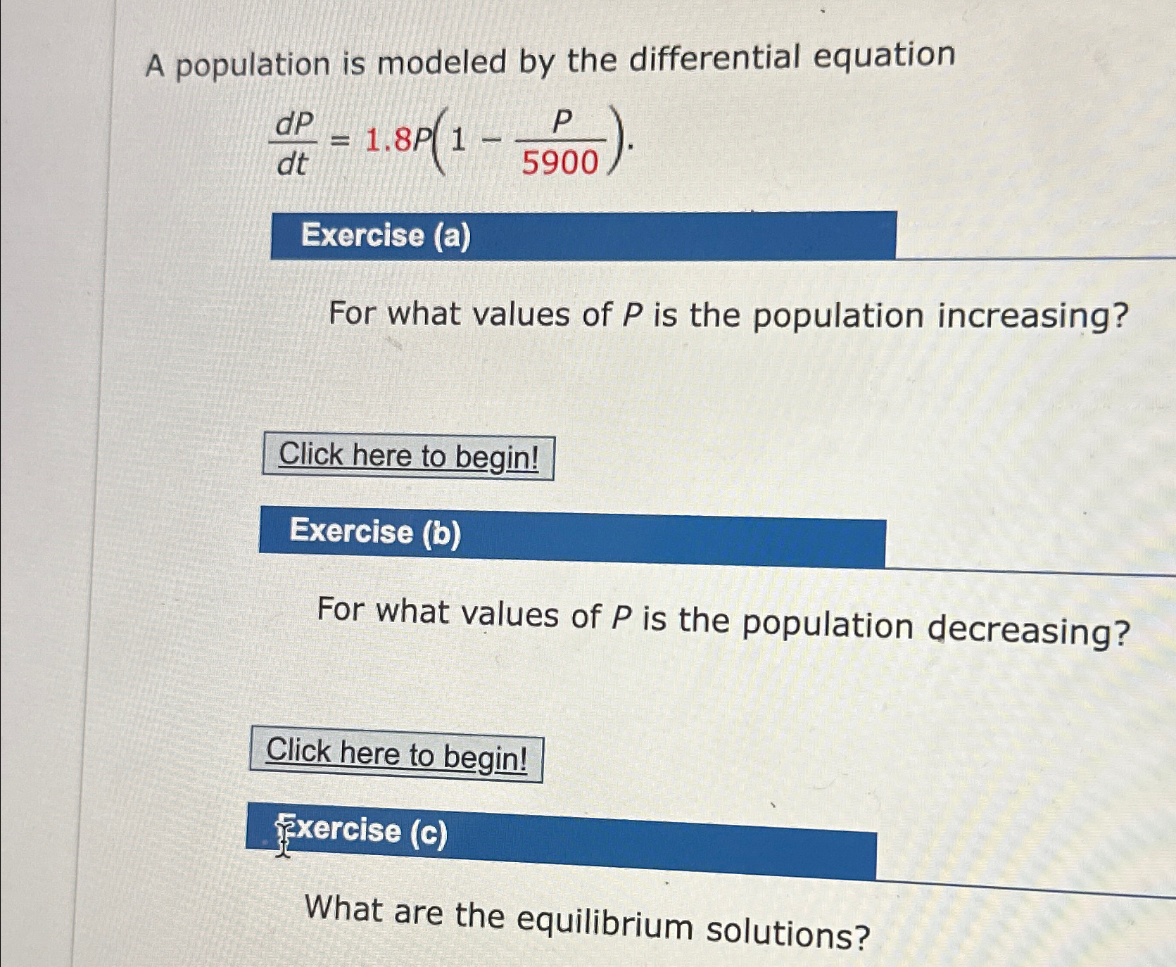 Solved A population is modeled by the differential | Chegg.com