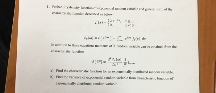 Solved 1. Probability density function of exponential random | Chegg.com