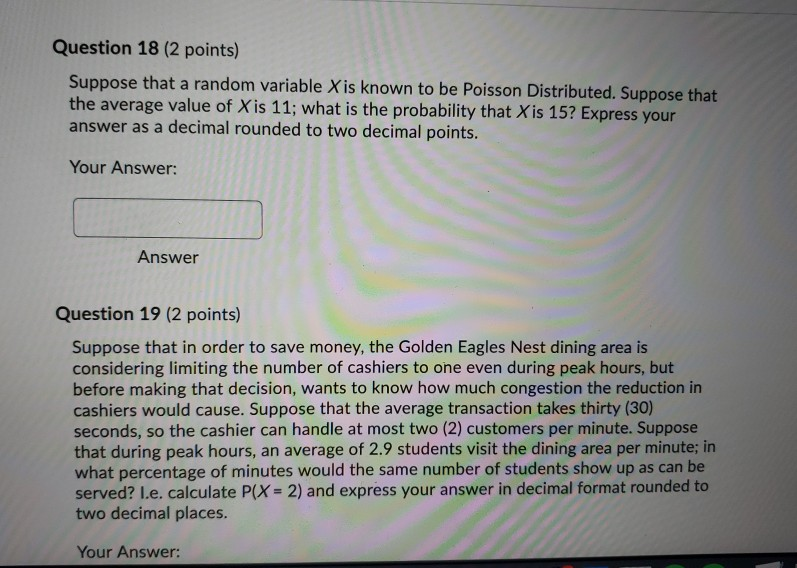 Solved Question 18 (2 points) Suppose that a random variable | Chegg.com