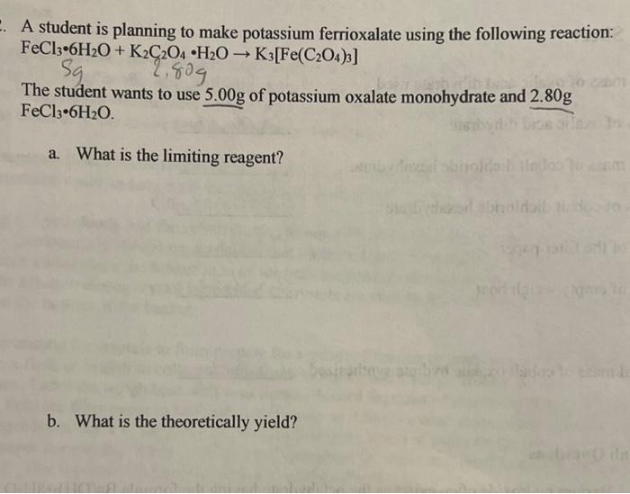 Solved . A student is planning to make potassium | Chegg.com