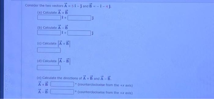 Solved Consider The Two Vectors A 5 1 1 And B î