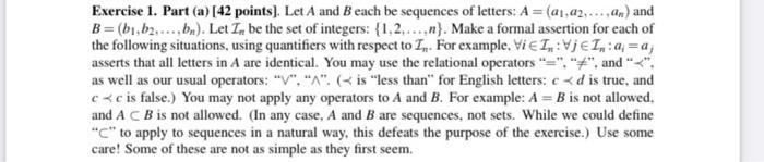 Solved Exercise 1. Part (a) [42 Points). Let A And B Each Be | Chegg.com