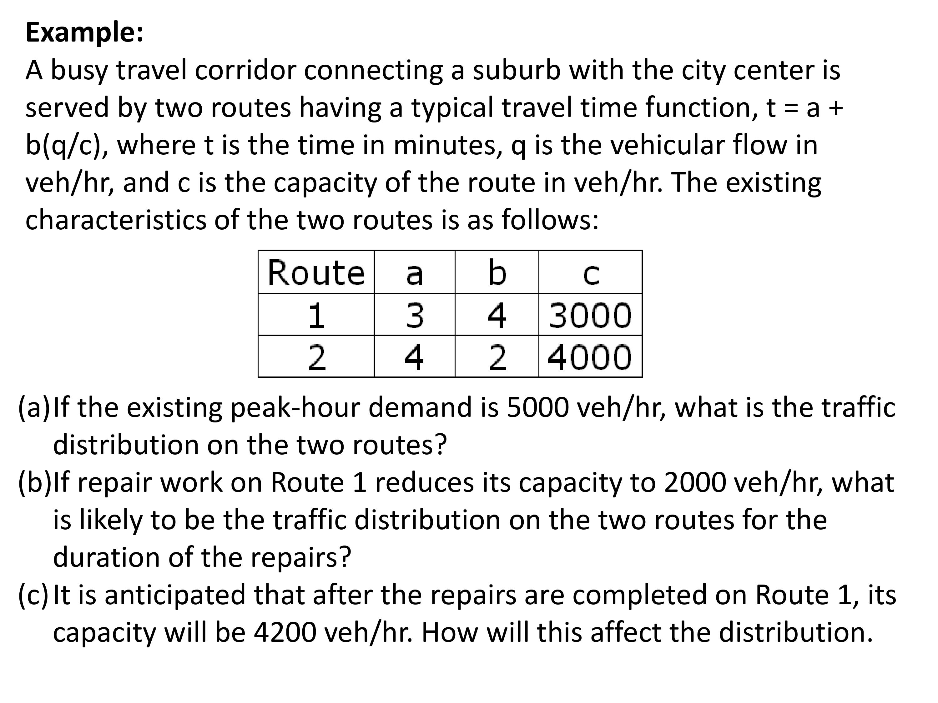 Solved Example:A busy travel corridor connecting a suburb | Chegg.com