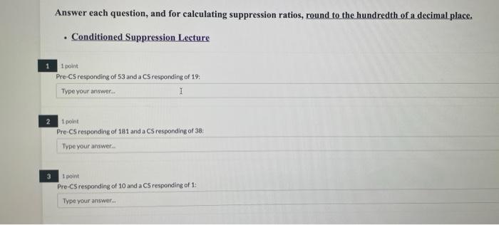 Solved Answer each question, and for calculating suppression | Chegg.com