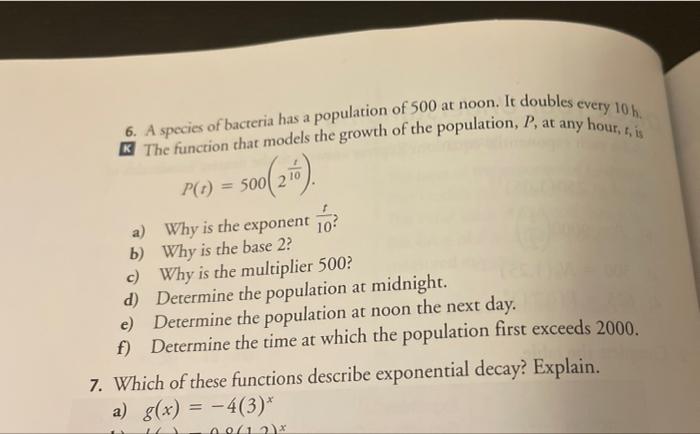 Solved K The function that models the growth of the | Chegg.com