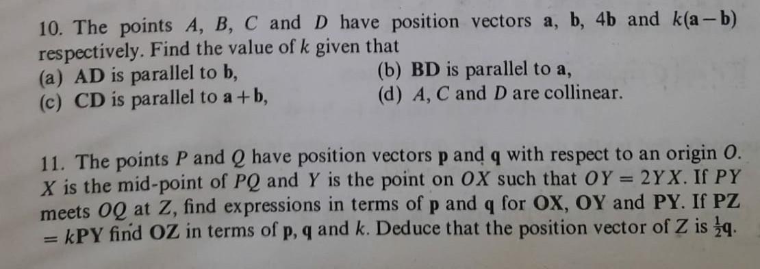 Solved 10. The points A, B, C and D have position vectors a, | Chegg.com
