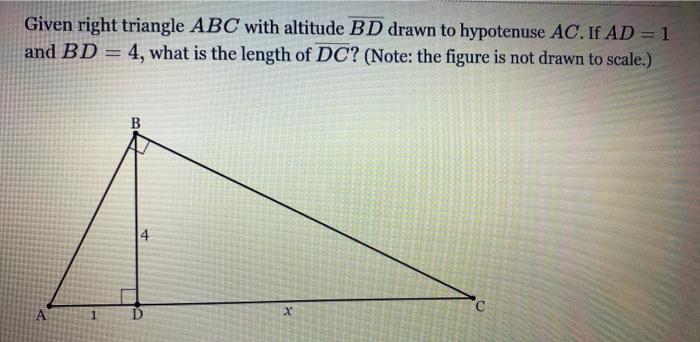 Solved Given right triangle ABC with altitude BD drawn to | Chegg.com