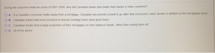 Solved During The Subprime Financial Crises Of 2007-2008, | Chegg.com