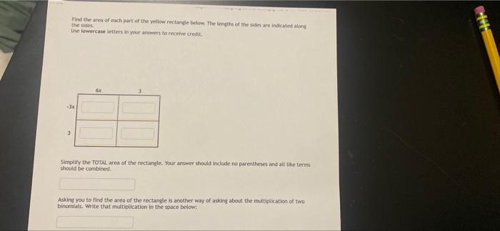 Find the area of each part of the yellow rectangle | Chegg.com