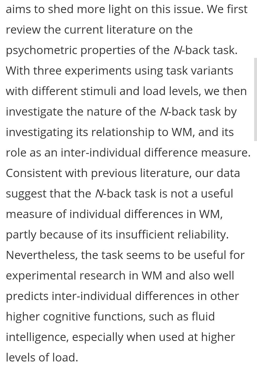 Solved The N-back task is used extensively in literature as | Chegg.com