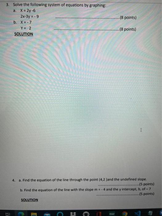 Solved 3. Solve the following system of equations by | Chegg.com