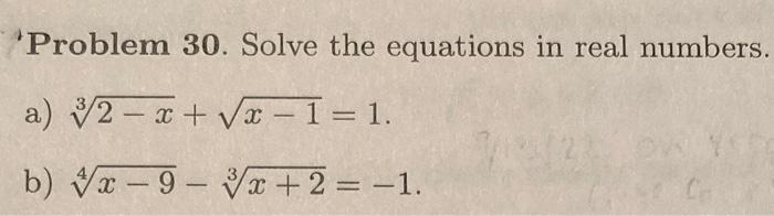 Solved Problem 30. Solve the equations in real numbers. a) | Chegg.com