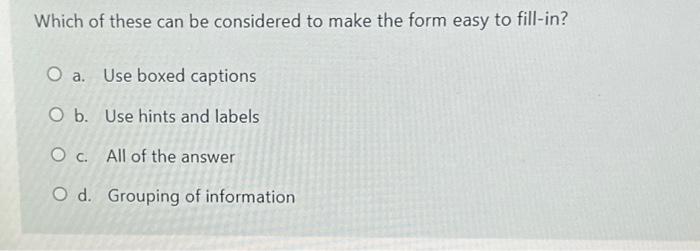 Solved Which of these can be considered to make the form | Chegg.com