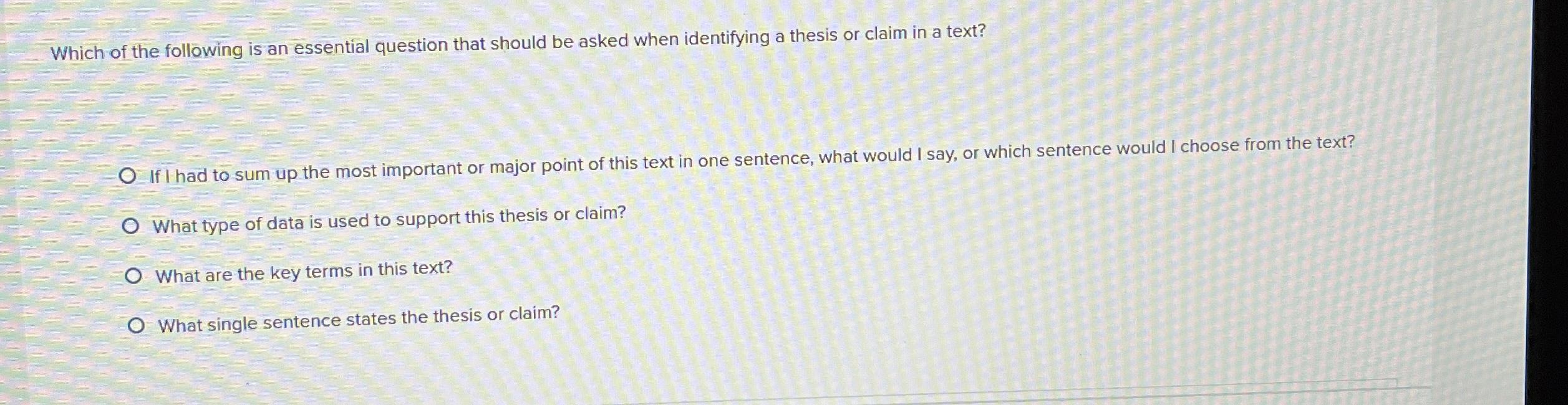 a thesis claim often answers a question