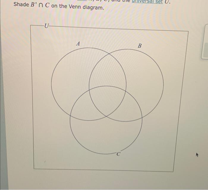 Solved Shade B′∩C On The Venn Diagram. | Chegg.com